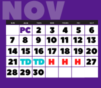 District School Academic Calendar for Pride High School for November 2021