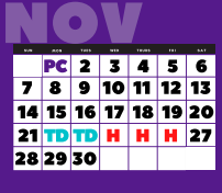 District School Academic Calendar for Bowie Elementary for November 2021