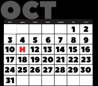 District School Academic Calendar for Crockett Elementary for October 2021