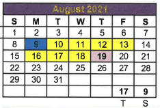District School Academic Calendar for San Saba Middle School for August 2021