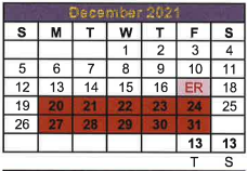 District School Academic Calendar for San Saba Elementary for December 2021