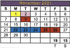 District School Academic Calendar for San Saba Middle School for November 2021