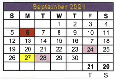 District School Academic Calendar for San Saba Elementary for September 2021