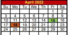 District School Academic Calendar for S & S Daep for April 2022