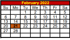 District School Academic Calendar for S And S Cons High School for February 2022