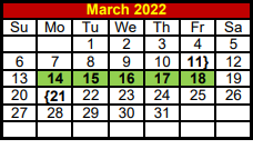 District School Academic Calendar for S And S Cons Middle for March 2022