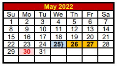 District School Academic Calendar for S & S Daep for May 2022