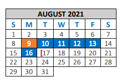 District School Academic Calendar for Sanford-fritch Junior High for August 2021