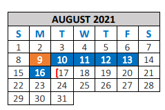 District School Academic Calendar for Sanford-fritch High School for August 2021