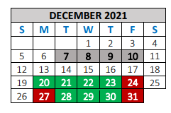 District School Academic Calendar for Sanford-fritch Junior High for December 2021