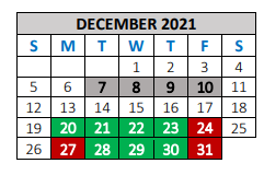 District School Academic Calendar for Sanford-fritch High School for December 2021