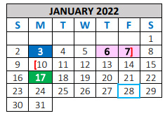 District School Academic Calendar for Sanford-fritch High School for January 2022
