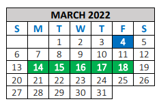 District School Academic Calendar for Sanford-fritch High School for March 2022