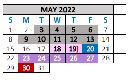 District School Academic Calendar for C H A M P S for May 2022