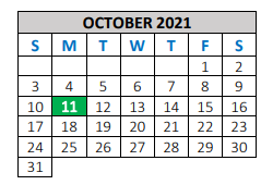District School Academic Calendar for Sanford-fritch Junior High for October 2021