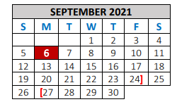 District School Academic Calendar for Sanford-fritch Junior High for September 2021