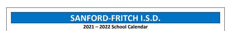 District School Academic Calendar for Sanford-fritch Elementary