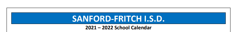 District School Academic Calendar for Sanford-fritch High School