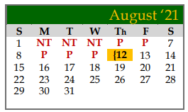 District School Academic Calendar for Santa Fe Int for August 2021