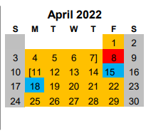 District School Academic Calendar for Elma E Barrera Elementary for April 2022