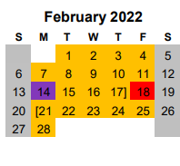 District School Academic Calendar for Jo Nelson Middle School for February 2022