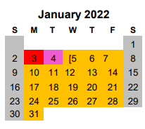 District School Academic Calendar for Jo Nelson Middle School for January 2022