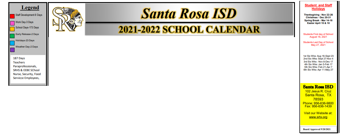 District School Academic Calendar Key for Santa Rosa Jjaep