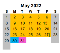 District School Academic Calendar for Jo Nelson Middle School for May 2022