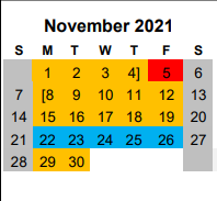 District School Academic Calendar for Jo Nelson Middle School for November 2021