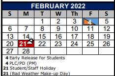 District School Academic Calendar for Laura Ingalls Wilder Intermediate for February 2022