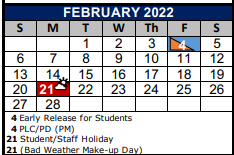 District School Academic Calendar for Dobie Junior High for February 2022