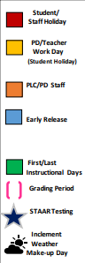 District School Academic Calendar Legend for Watts Elementary School