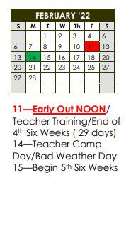 District School Academic Calendar for Eldorado Middle for February 2022