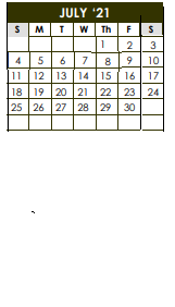 District School Academic Calendar for Eldorado Elementary for July 2021