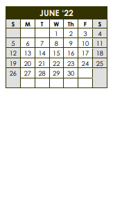 District School Academic Calendar for Eldorado Elementary for June 2022