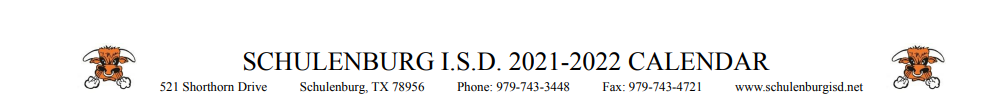 District School Academic Calendar for Schulenburg Elementary