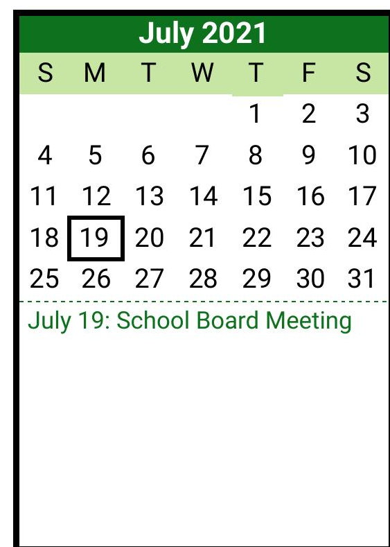 District School Academic Calendar for Scurry-rosser Alter for July 2021