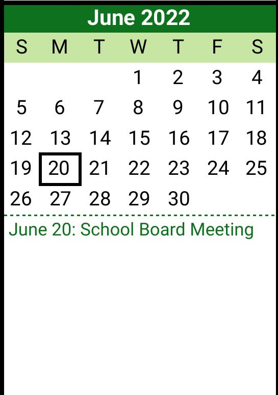 District School Academic Calendar for Scurry-rosser High School for June 2022
