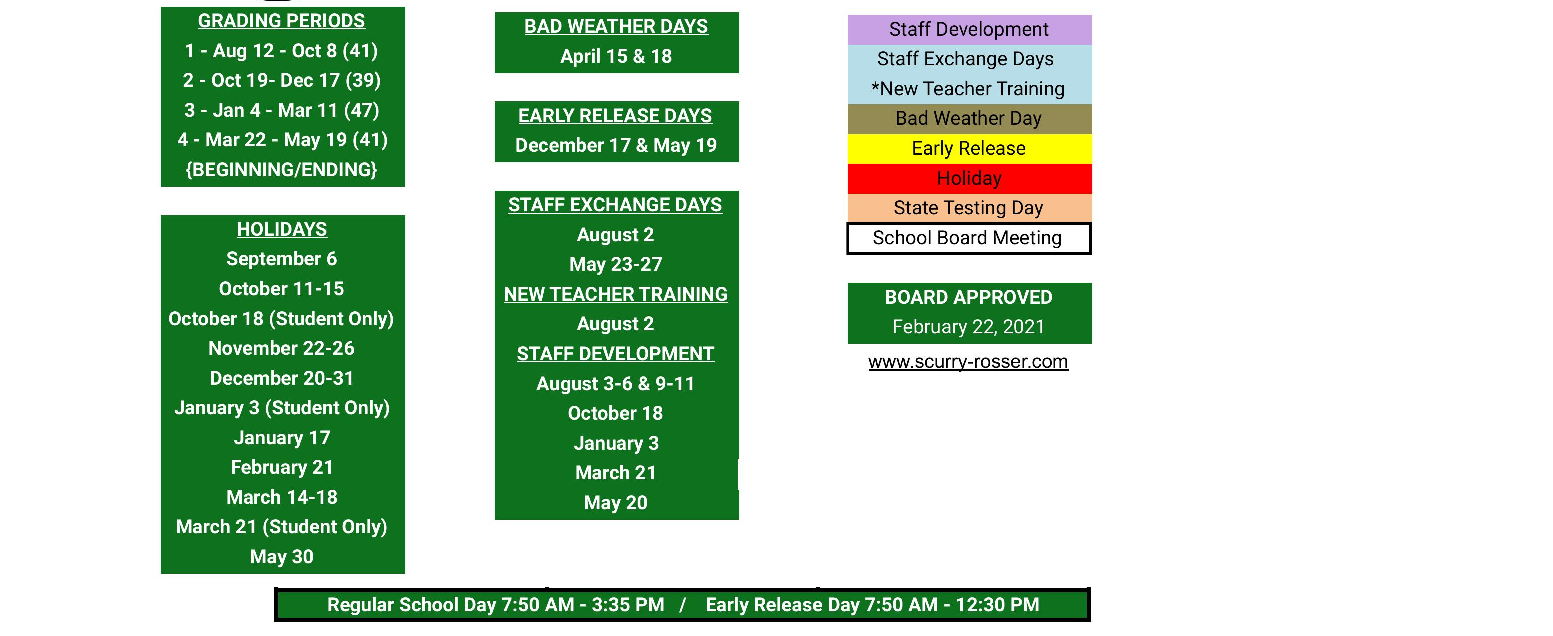 District School Academic Calendar Key for Scurry-rosser Middle