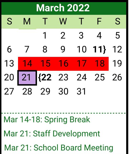 District School Academic Calendar for Scurry-rosser Elementary for March 2022