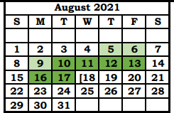District School Academic Calendar for Choices Alternative High School for August 2021