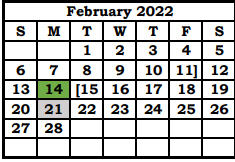 District School Academic Calendar for Choices Alternative High School for February 2022