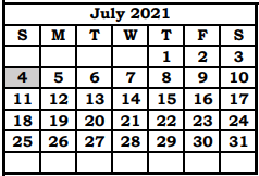 District School Academic Calendar for Choices Alternative High School for July 2021