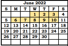 District School Academic Calendar for Choices Alternative High School for June 2022