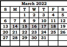 District School Academic Calendar for Choices Alternative High School for March 2022