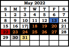 District School Academic Calendar for Choices Alternative High School for May 2022