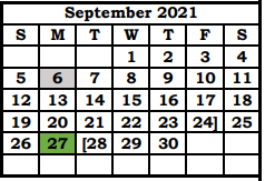 District School Academic Calendar for Seagraves Junior High for September 2021