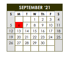 District School Academic Calendar for Sealy J H for September 2021