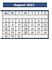 District School Academic Calendar for Childhaven for August 2021