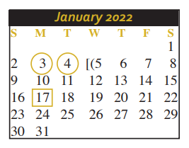 District School Academic Calendar for Briesemeister Middle School for January 2022